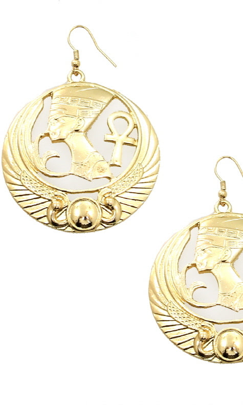 Egyptian Queen earrings by House of Zalex featuring bold luxury statement jewelry inspired by ancient Egyptian design