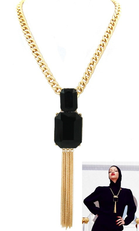 Tassel chain necklace by House of Zalex featuring elegant statement jewelry design