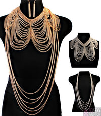 “BEYONCE”  3 in 1  MULTI LAYERED BODY CHAIN AND EARRING SET