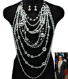 “Rihanna”  Pearl Necklace and Earring Set