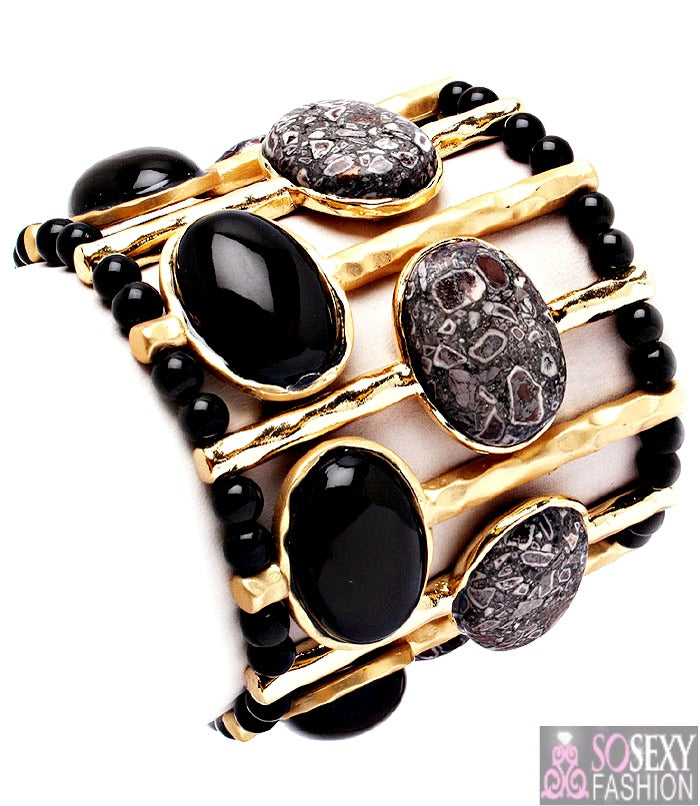 “Jade” Exotic Black Stretch Bracelet