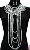 'Rihanna' Crystal  Pearl Necklace and Earring Set