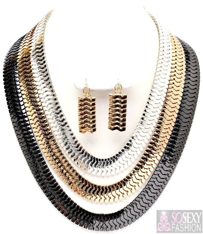 “Monroe” Layered Necklace and Earring Set