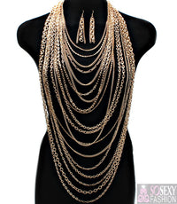 'Kimora'  Multi Layered Body Chain  and Earring Set