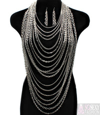 'Kimora'  Multi Layered Body Chain  and Earring Set