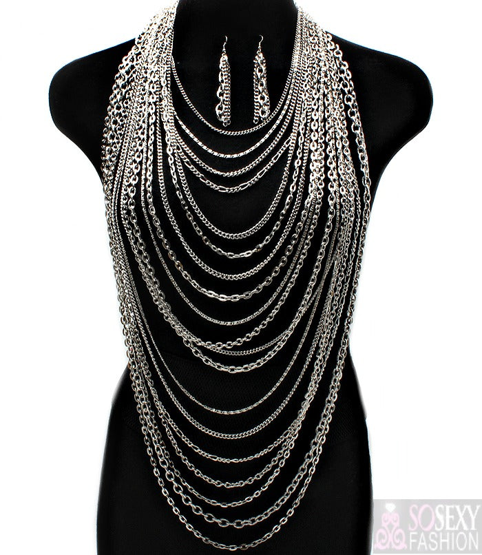 'Kimora'  Multi Layered Body Chain  and Earring Set