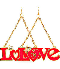 Crystal LOVE Fish hook Dangle Earrings