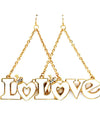 Crystal LOVE Fish hook Dangle Earrings