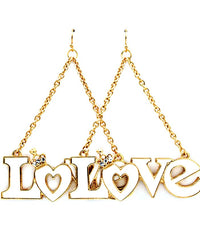 Crystal LOVE Fish hook Dangle Earrings