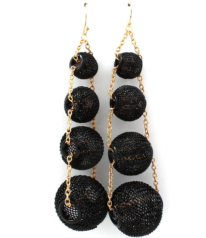 Mesh Balls Dangle Hoop Earrings