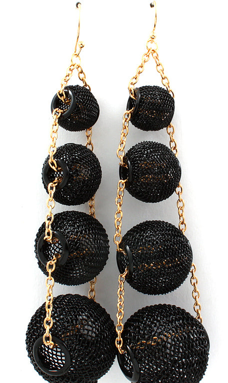 Mesh Balls Dangle Hoop Earrings