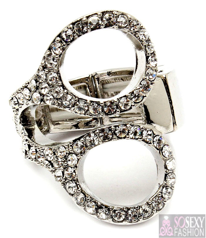 „Schere“ verstellbarer Kristall-Ohrstecker-Ring