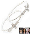 Crystal Stud Cross Hoop Earrings