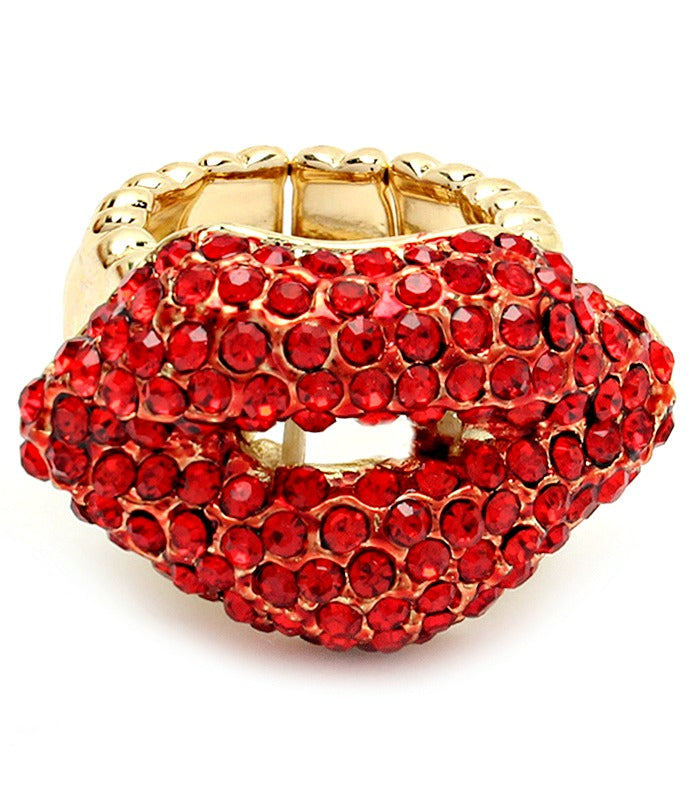 'Kisses' Ring mit Strasssteinen und Stretch