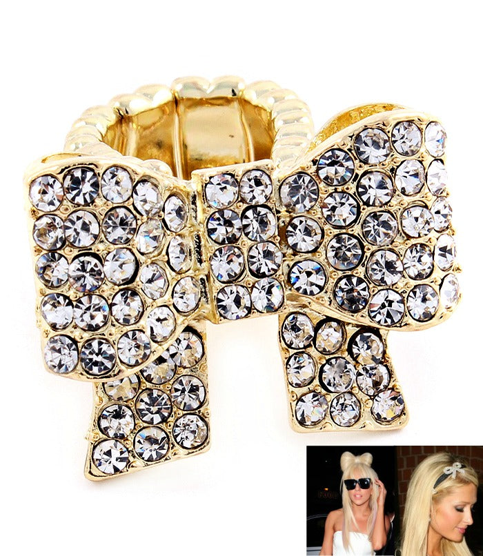 "Paris" Stretchring mit Schleife - Gold