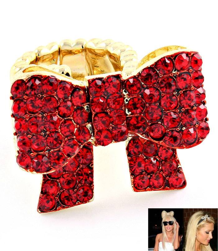"Paris" Stretchring mit Schleife - Gold