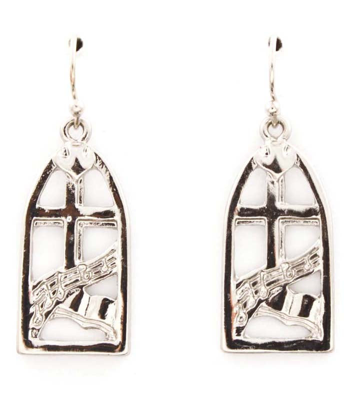 'Chapel'  Fish Hook Cross Earrings