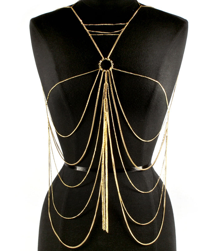'LUISA'  CRYSTAL STUDS LAYERED  BODYCHAIN