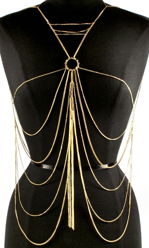 'LUISA'  CRYSTAL STUDS LAYERED  BODYCHAIN
