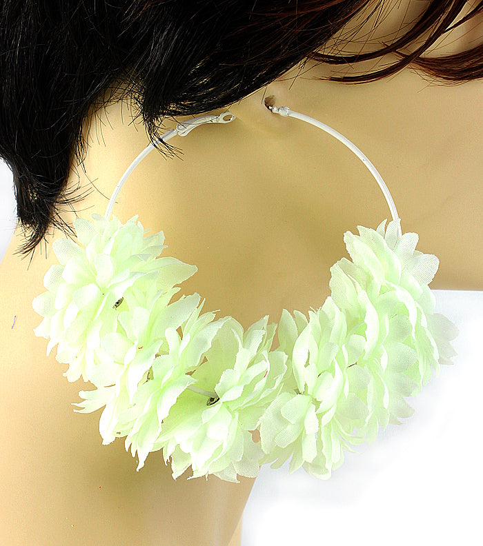 Basketball Wives Flower Hoop Earring - Orange