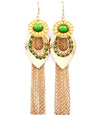 Beaded oval Fish Hook Stud Earrings