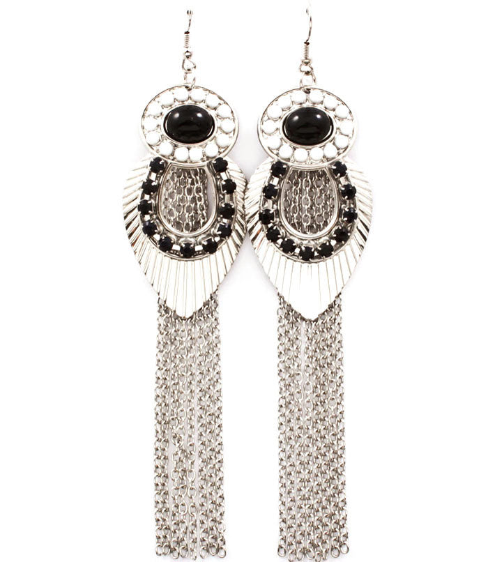 Beaded oval Fish Hook Stud Earrings