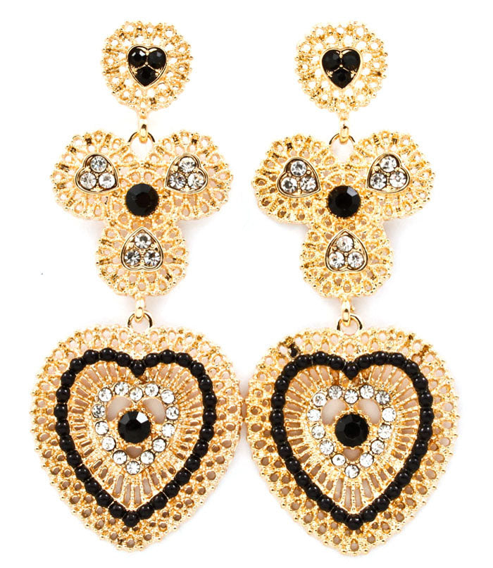 Crystal studded beaded Earrings - Yellow