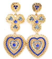 Crystal studded beaded Earrings - Yellow