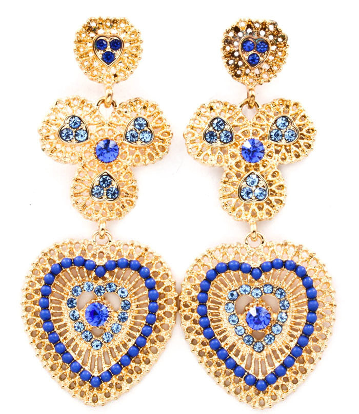 Crystal studded beaded Earrings - Yellow
