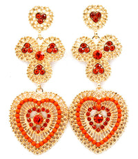Crystal studded beaded Earrings - Yellow