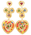 Crystal studded beaded Earrings - Yellow