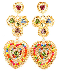 Crystal studded beaded Earrings - Yellow