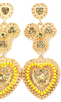 Crystal studded beaded Earrings - Yellow