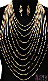 “Paris” Crystal Stud Necklace Set - Gold