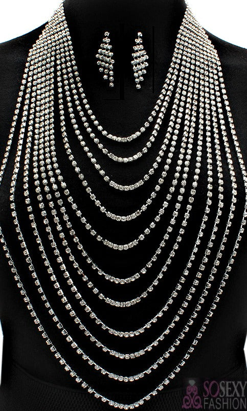 “Paris” Crystal Stud Necklace Set
