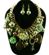'Zara' Beaded Pearl Necklace and Earring Set - Red
