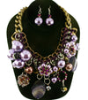 'Zara' Beaded Pearl Necklace and Earring Set - Red