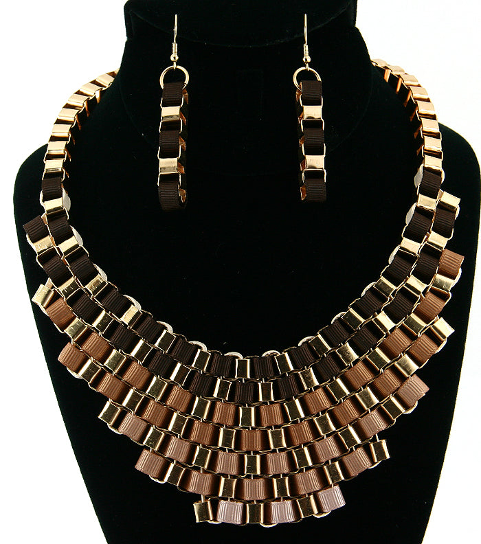 'Cleopatra'  Necklace and Earring Set - Black