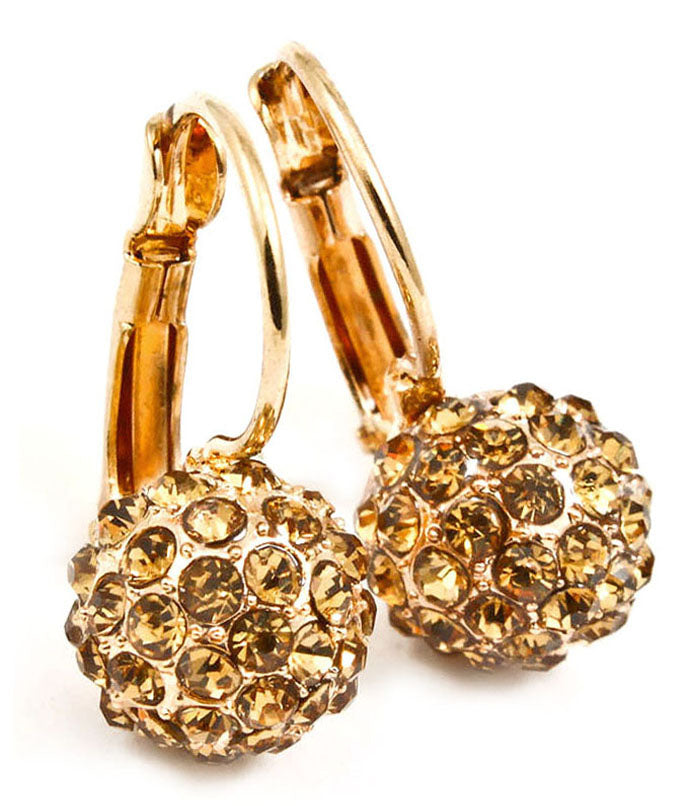 Crystal Fireball Fish Hook  Earring - Pink