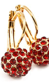 Crystal Fireball Fish Hook  Earring - Red