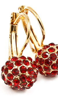 Crystal Fireball Fish Hook  Earring - Red