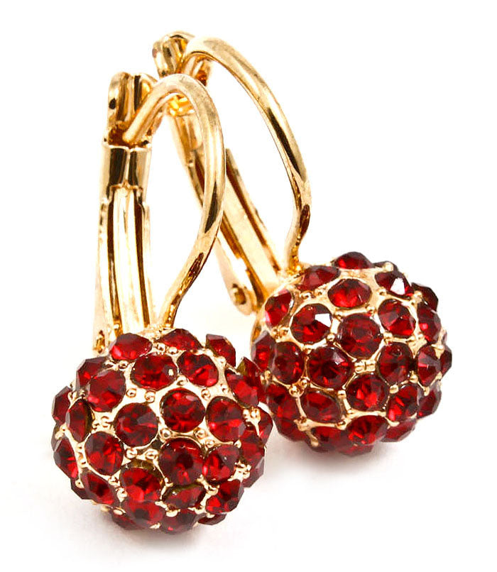 Crystal Fireball Fish Hook  Earring - Pink