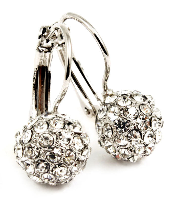 Crystal Fireball Fish Hook  Earring - Pink
