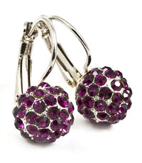 Crystal Fireball Fish Hook  Earring - Pink