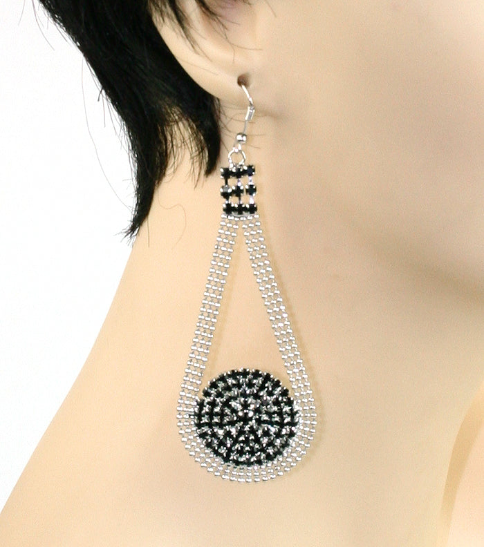 CRYSTAL MESH DROP EARRINGS