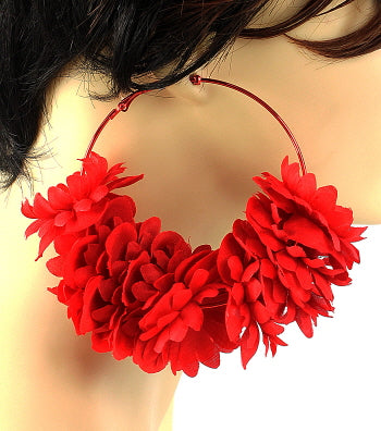 Basketball Wives Flower Hoop Earring - Orange