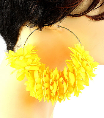 Basketball Wives Flower Hoop Earring - Orange