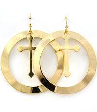 “ALESHA”  CROSS FISH HOOK EARRINGS