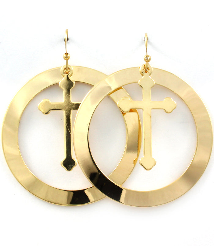 “ALESHA”  CROSS FISH HOOK EARRINGS