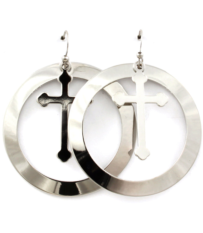 “ALESHA”  CROSS FISH HOOK EARRINGS